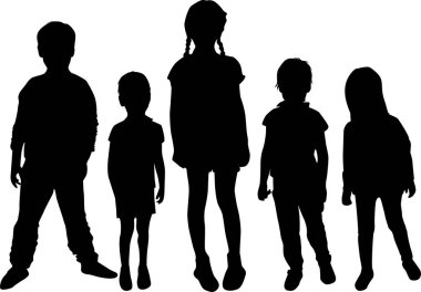 çocuk beyaz zemin üzerine siluet vektör.