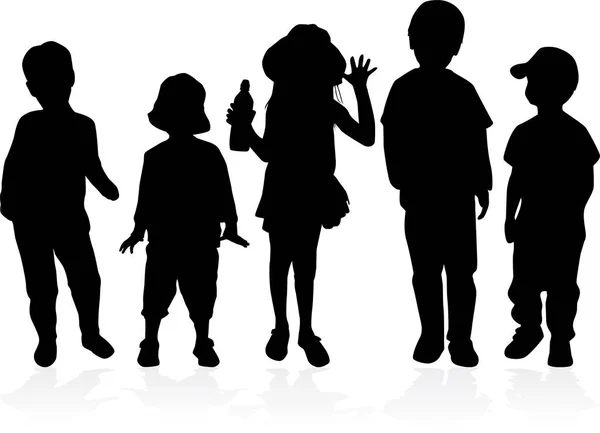Vektor Silhouette von Kindern auf weißem Hintergrund. — Stockvektor