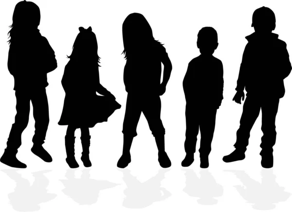 Vector silhouet van kinderen op witte achtergrond. — Stockvector