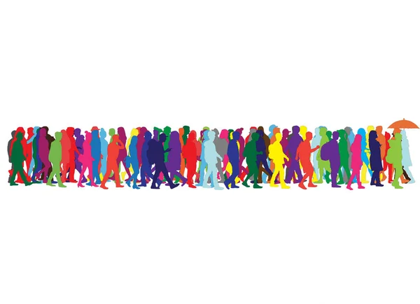 Group People Crowd People Silhouettes — Stock Vector