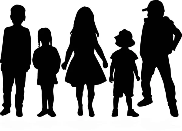 Vector silhouette of children on white background. — Stock Vector