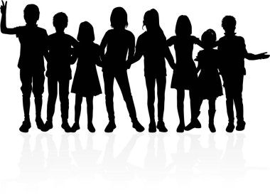 Beyaz arka planda siyah çocuk silueti.