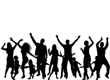 Ailenin vektör silueti. Dans eden insanlar..