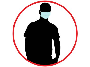 Tıbbi maskeli insanların siluetleri. Virüs koruması.