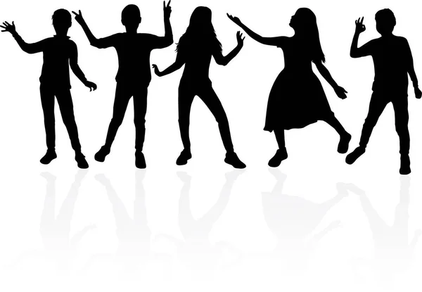 Παιδικές Σιλουέτες Που Χορεύουν Εννοιολογική Απεικόνιση — Διανυσματικό Αρχείο