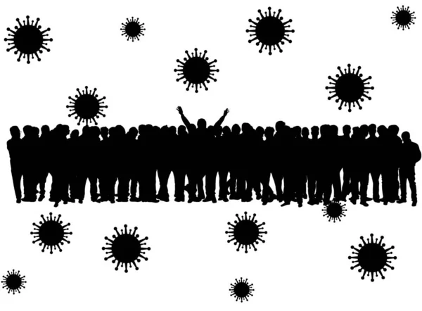 人々のシルエット ウイルス対策 — ストックベクタ