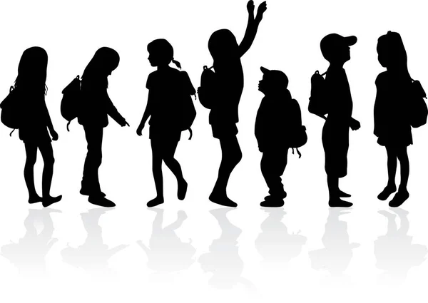 Silhouettes Children Backpack — Stock Vector