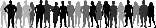 Group People Crowd People Silhouettes — Stock Vector