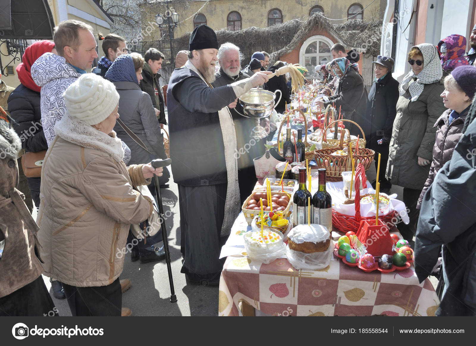 Moscow April 2017 Easter Ceremony Church Yard Consecration Easter