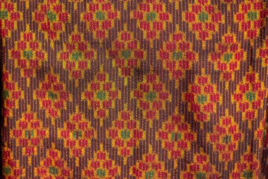 Cotton yarn, silk pattern, folk fabric Northeast Thailand
