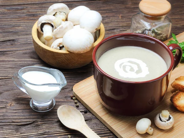 Purê de sopa de cogumelos de champignon — Fotografia de Stock