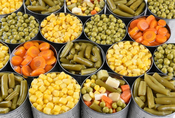 Latas de legumes Closeup — Fotografia de Stock
