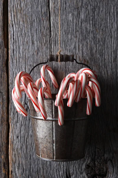 Bucket of Candy Canes — Stock Photo, Image