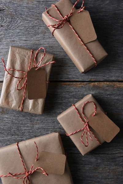 Four Presents with Numbered Tags — Stock Photo, Image