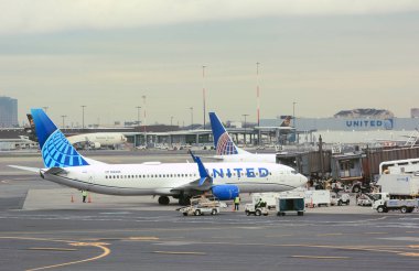 Newark, New Jersey - 05 Kasım 2019: United Airlines uçağı