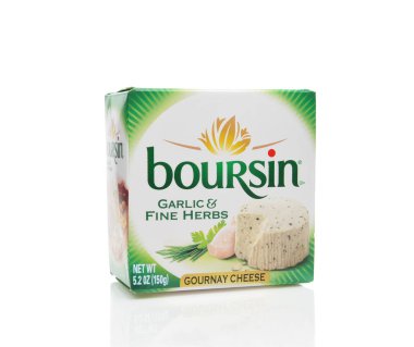 Irvine, California - 03 Aralık 2019: Bir kutu Boursin Sarımsak ve Fi