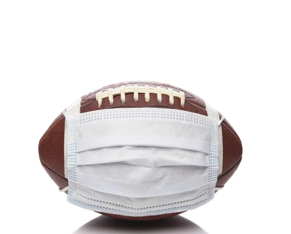 Sports Covid Concept American Foortball Surgical Mask — Stock Photo, Image