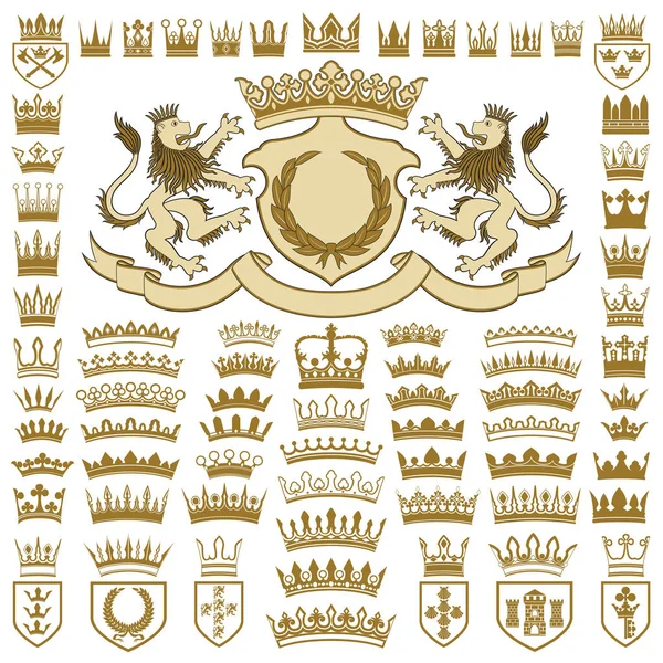 Heraldische toppen en kronen collectie — Stockvector