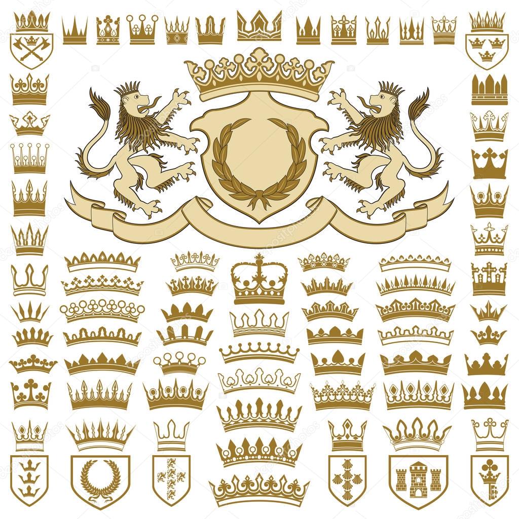 Heraldic crests and crowns collection