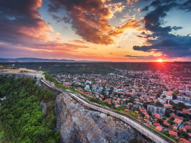 Ortaçağ kale Ovech Provadia, Bulgar yakınındaki havadan görünümü