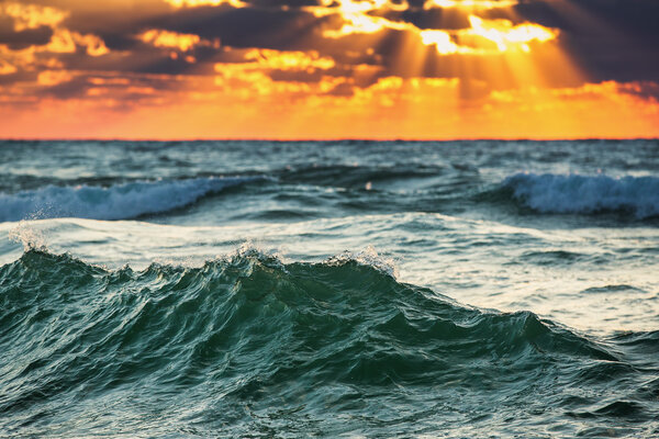 Sunrise Wave and sandy beach