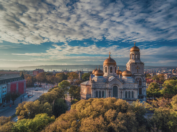 The Cathedral of the Assumption in Varna, Aerial view