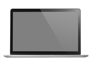 Kırpma yolu olan dizüstü bilgisayar beyazda izole edildi