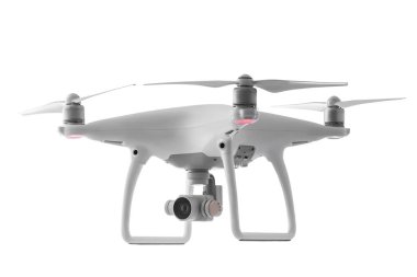 Uçan uçak quadcopter beyaz izole