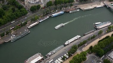 Eyfel Kulesi Tour Eiffel, Paris, Fransa, Paris ve Sena nehirden üzerinde havadan görünümü 