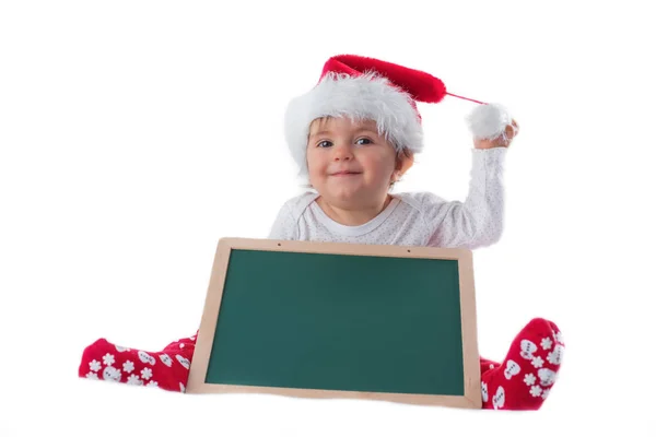 Niño de Navidad en sombrero de Santa — Foto de Stock