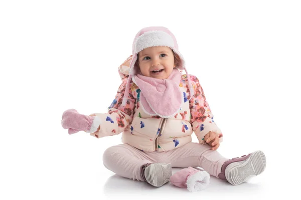 Adorable retrato de niña sobre fondo blanco — Foto de Stock