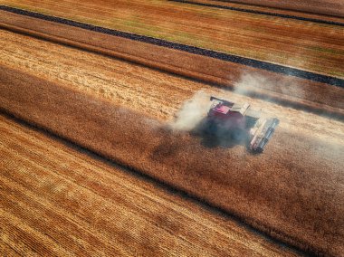 Birleştirme hasat hasat Tarım makineleri, havadan görünümü 