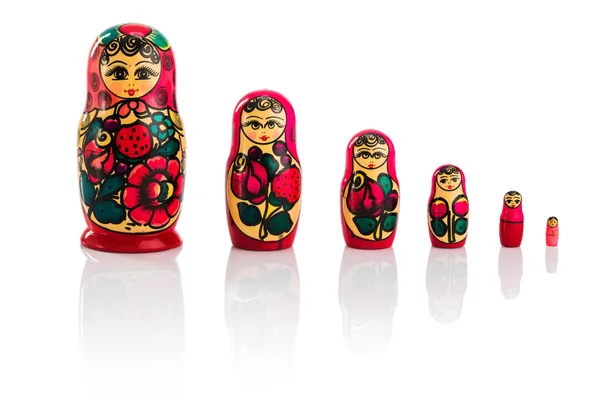Matrioshka o babushkas muñecas en un blanco —  Fotos de Stock