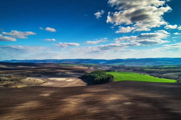 Vista aérea sobre los campos agrícolas —  Fotos de Stock