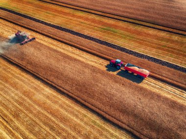 Birleştirme hasat hasat Tarım makineleri, havadan görünümü 