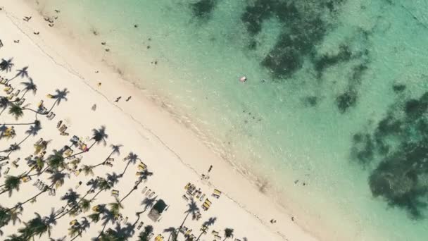 Luchtfoto van tropische paradijs eiland beach Punta Cana Dominicaanse Republiek — Stockvideo