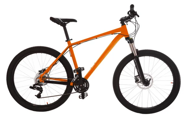 孤立在白色背景上的橙色山地自行车 — 图库照片