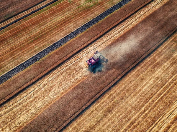 Vista aérea de cosechadora cosechadora cosechadora cosechadora máquina —  Fotos de Stock