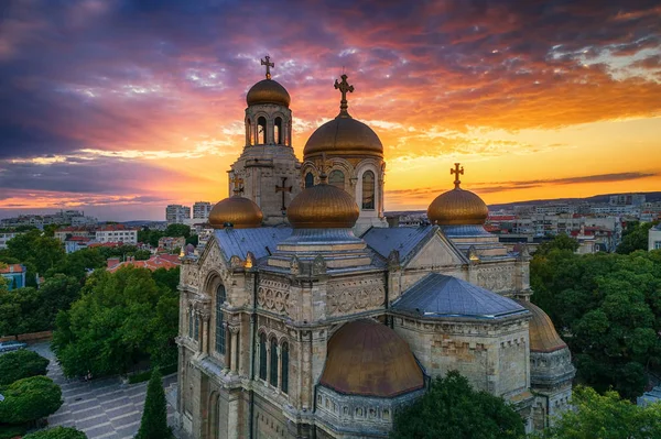 Aerial view of The Cathedral of the Assumption in Varna, Bulgari — Stock Photo, Image