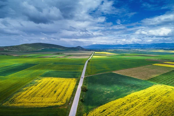Tarımsal alanların üzerinde hava manzarası 