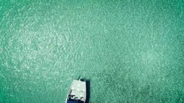 Catamaran of jacht zeilen in de Caribische zee en prachtig helder water — Stockvideo