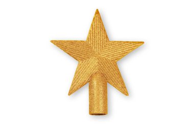 Altın Noel yıldızı, üzerinde beyaz izole Noel süs