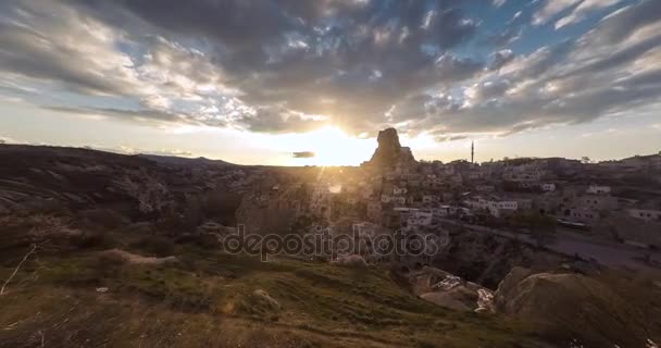 Luftballonger Flyger Över Dalen Cappadocia Turkiet Timelapse — Stockvideo