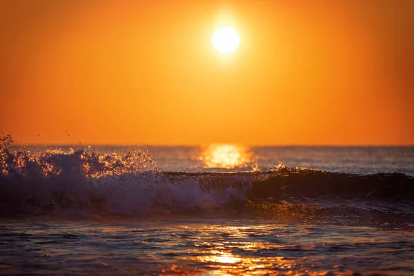 Sea wave close up, low angle view, sunrsie shot — Stock Photo, Image