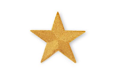 Altın Noel yıldızı, üzerinde beyaz izole Noel süs