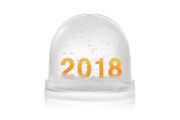 Paperweight com brilho isolado em branco. Feliz ano novo 2018 — Fotografia de Stock