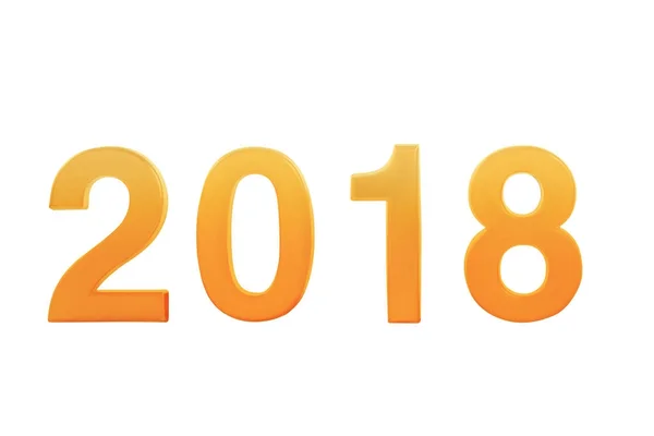 2018 happy new year sign symbol golden digits isolated on white — Stock Photo, Image