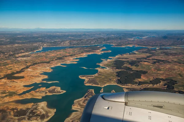 Odlade fält Flygfoto från flygplan nära madrid, Spanien — Stockfoto
