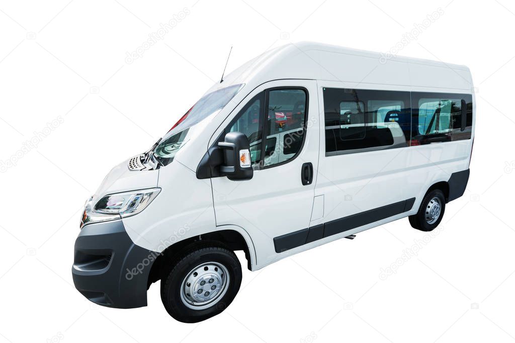 Modern auto bus isolated with clipping path. Passenger urban tra