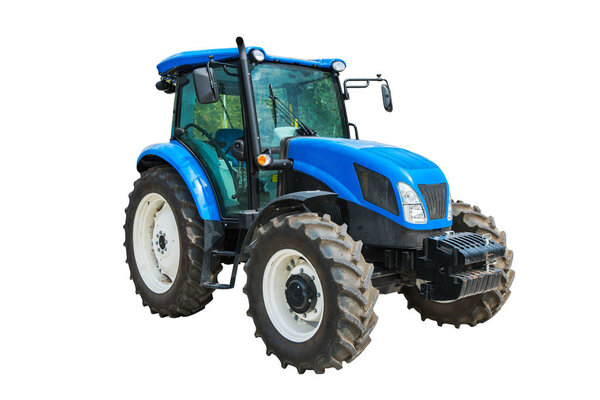 Современный сельскохозяйственный трактор изолирован на белом фоне с cl
